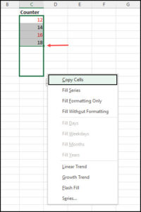 Excel advanced auto-fill menu.